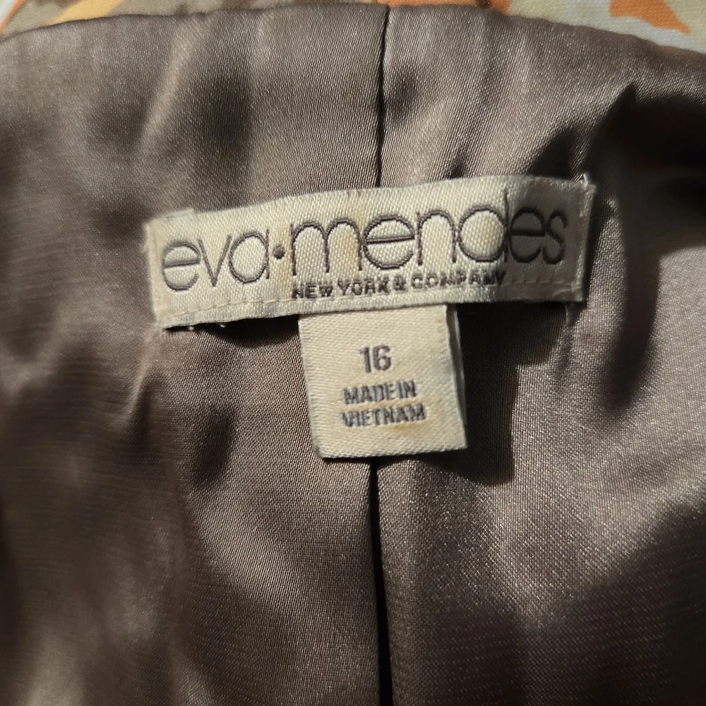 EVA Mendez Women's Size 16 Floral lined silky 1-button blazer - Picture 4 of 8